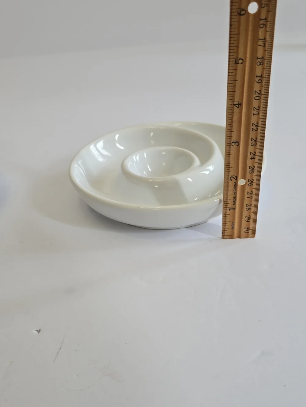 Vintage Pottery Barn Set Of 2 Swirl Appetizer Dipping Plates White Stackable